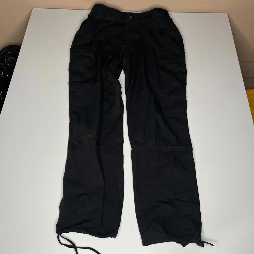 5.11 Tactical Cargo‎ Pants Black Men’s Large Ripstop Nylon Drawstring Hem Work